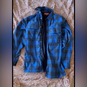 Simms Blue and Black Plaid Waffle-Lined Shirt Jacket